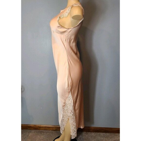 Pink Lace Satin Maxi Slip Dress S Dainty Fairy Coquette New Year 1920s Holiday - Picture 5 of 8